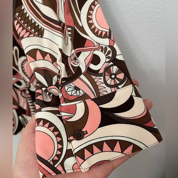 INC International Concepts Retro Print Button Front Blouse Women's Large NWT - Picture 7 of 10